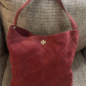 Tory Burch Burgundy Suede Shoulder Bag